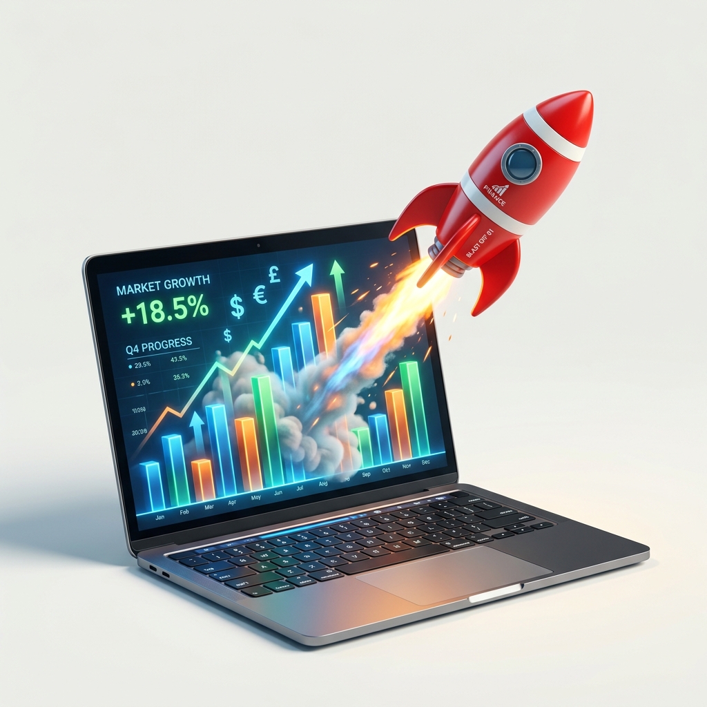 Digital Marketing Rocket Laptop